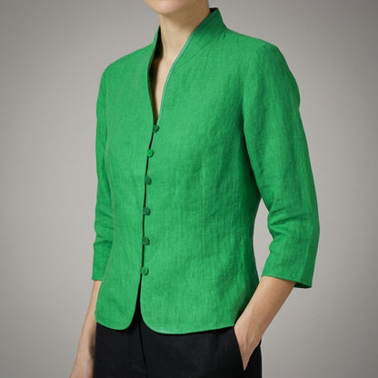 Women's Cotton Blend Stand Collar Blouse Elegant Style – Elara