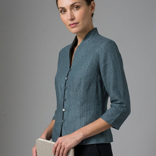 Women's Cotton Blend Stand Collar Blouse Elegant Style – Elara
