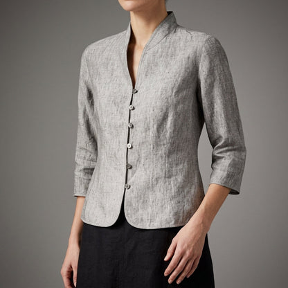 Women's Cotton Blend Stand Collar Blouse Elegant Style – Elara