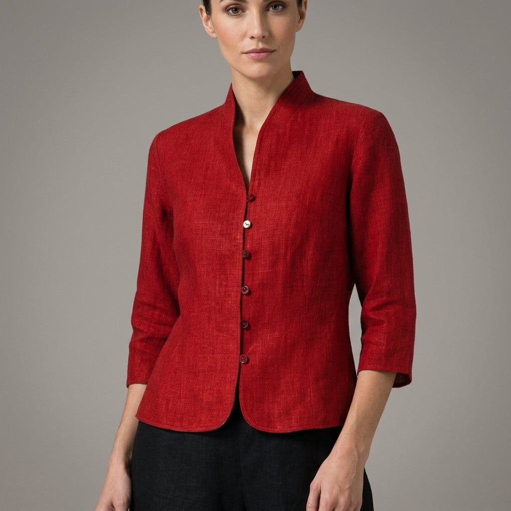 Women's Cotton Blend Stand Collar Blouse Elegant Style – Elara