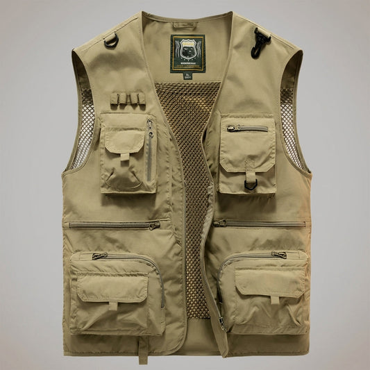 Multi-Pocket Cotton Blend Vest Breathable Layering – Calder