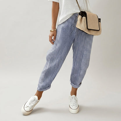 Women's Linen Blend Relaxed Pants Elastic Waist Side Pockets – Marlowe