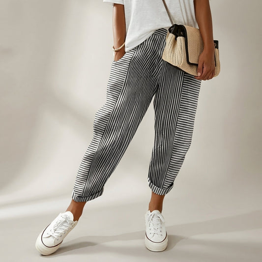 Women's Linen Blend Relaxed Pants Elastic Waist Side Pockets – Marlowe