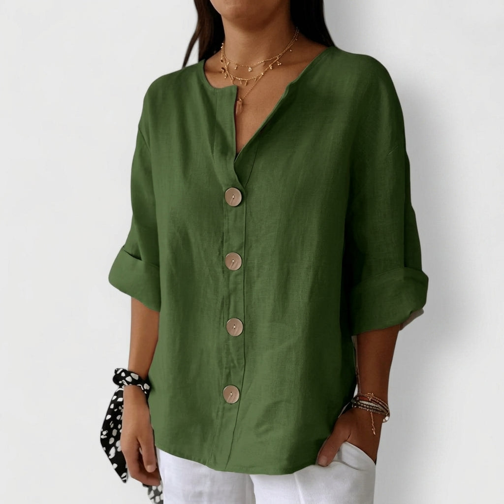 Women's Cotton Linen Blouse Relaxed Fit – Elara