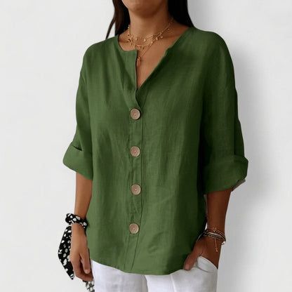 Women's Cotton Linen Blouse Relaxed Fit – Elara