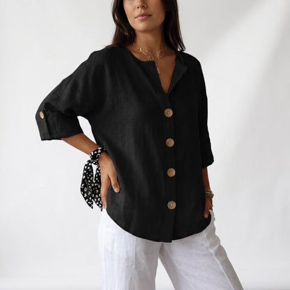 Women's Cotton Linen Blouse Relaxed Fit – Elara