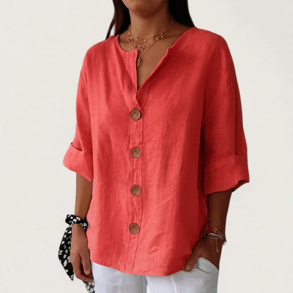 Women's Cotton Linen Blouse Relaxed Fit – Elara