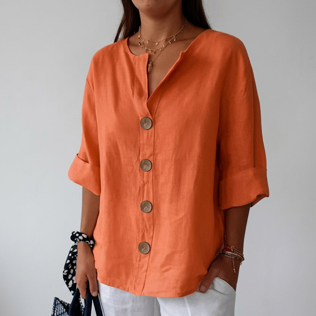 Women's Cotton Linen Blouse Relaxed Fit – Elara
