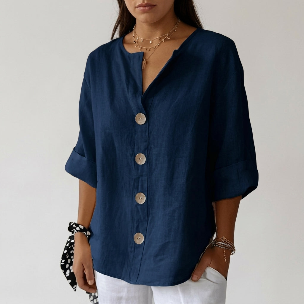 Women's Cotton Linen Blouse Relaxed Fit – Elara
