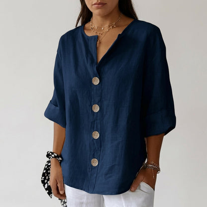 Women's Cotton Linen Blouse Relaxed Fit – Elara