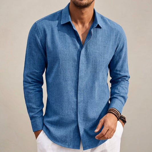 Linen Blend Button-Up Shirt Relaxed Fit – Marlowe