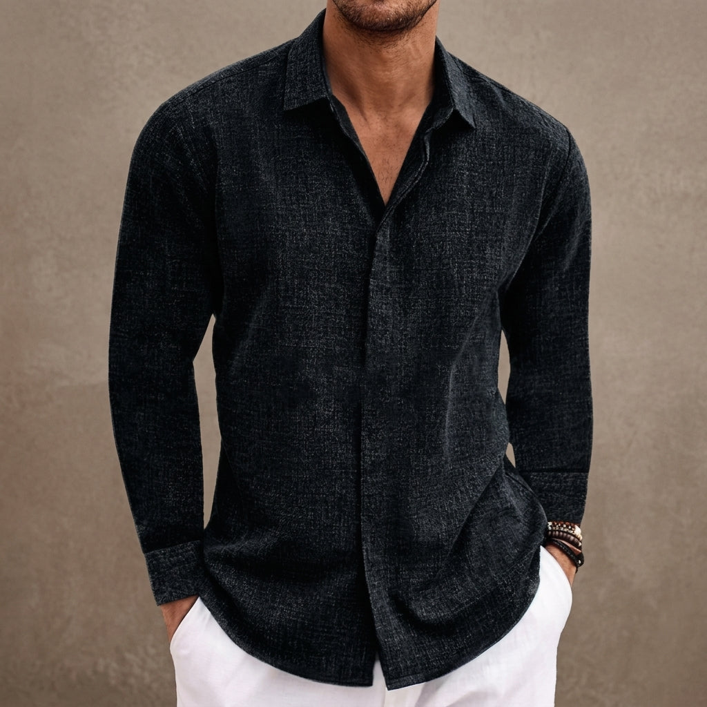 Linen Blend Button-Up Shirt Relaxed Fit – Marlowe