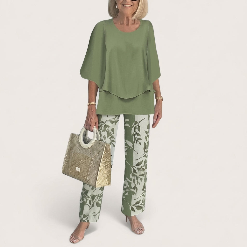 Women's Cotton Blend Two-Piece Set Elegant Style – Elara