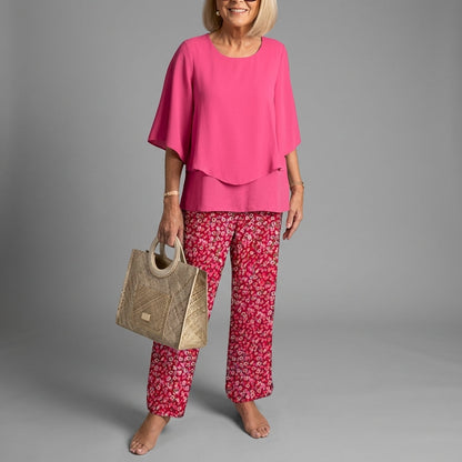 Women's Cotton Blend Two-Piece Set Elegant Style – Elara