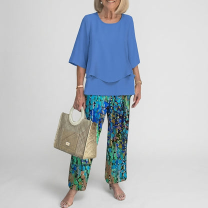 Women's Cotton Blend Two-Piece Set Elegant Style – Elara