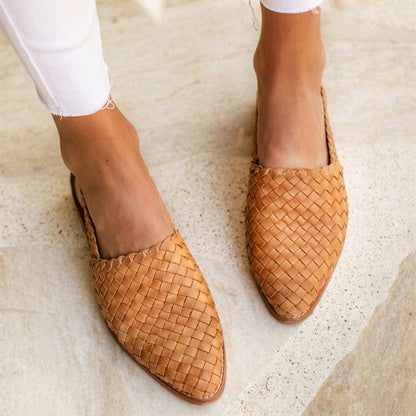 Women's Woven Leather Slingback Loafers Closed Toe – Marielle
