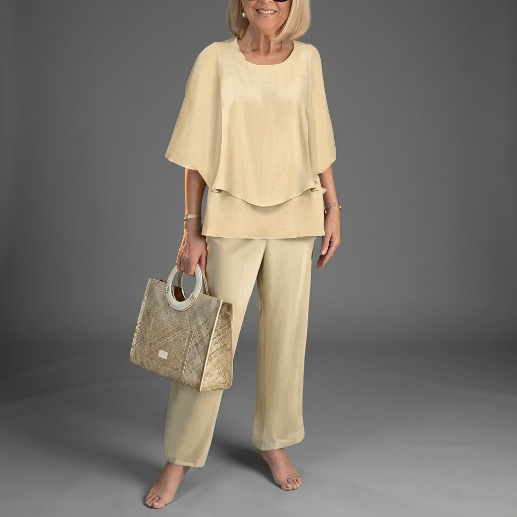Women's Cotton Blend Two-Piece Set Elegant Style – Elara