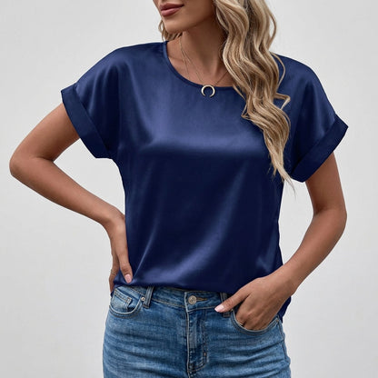 Women's Satin Relaxed Blouse Smooth Finish Elegant Fit – Celeste