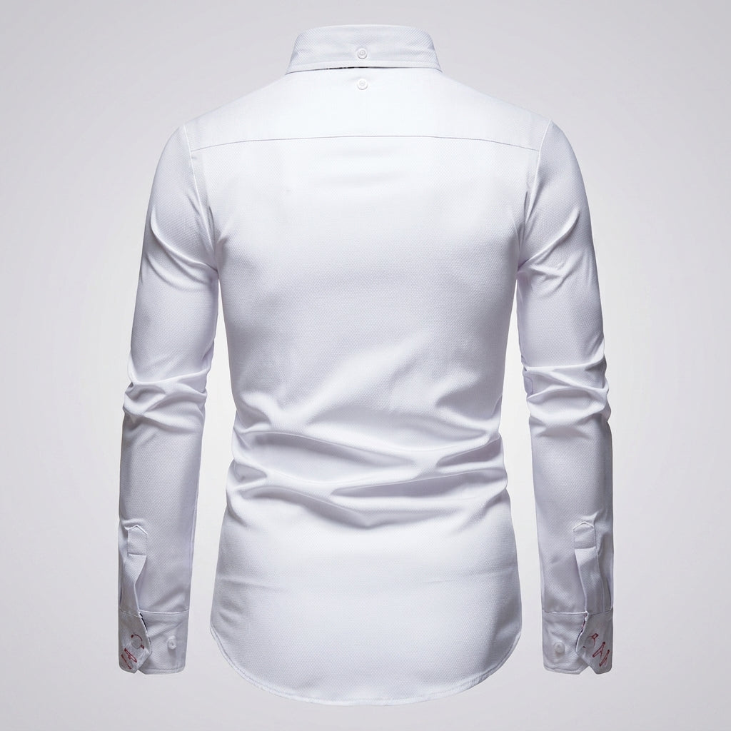 White Cotton Blend Shirt With Floral Cuffs – Celeste