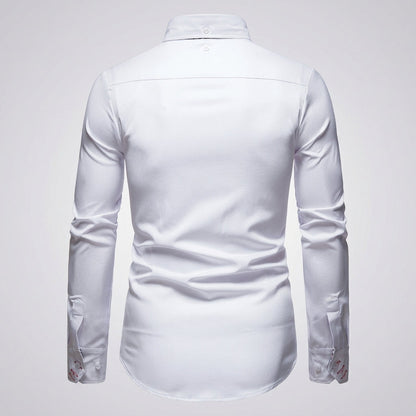 White Cotton Blend Shirt With Floral Cuffs – Celeste
