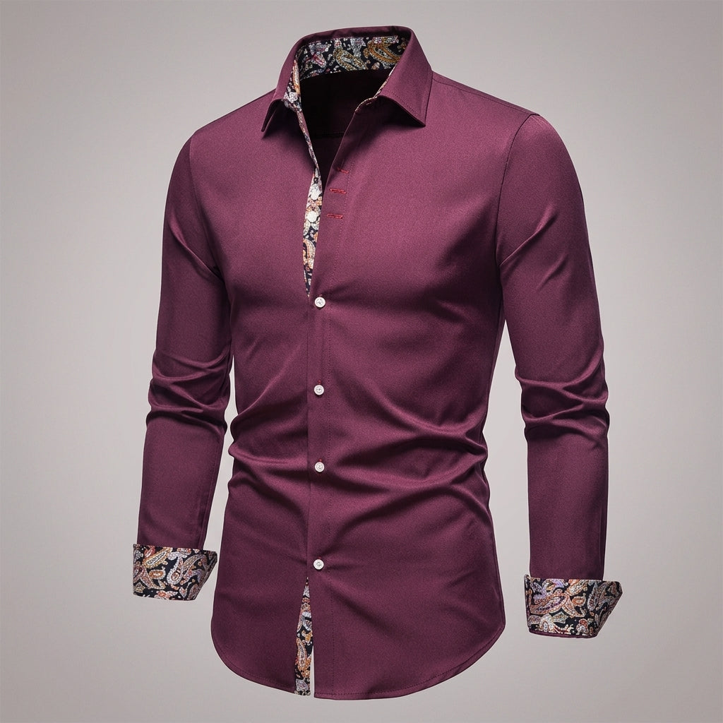White Cotton Blend Shirt With Floral Cuffs – Celeste
