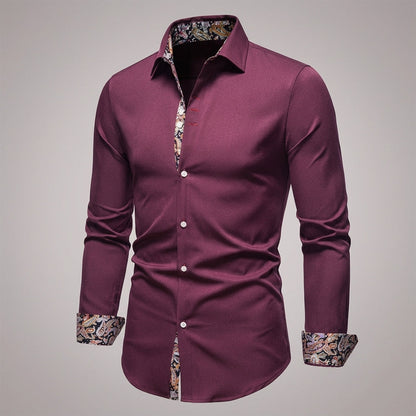 White Cotton Blend Shirt With Floral Cuffs – Celeste