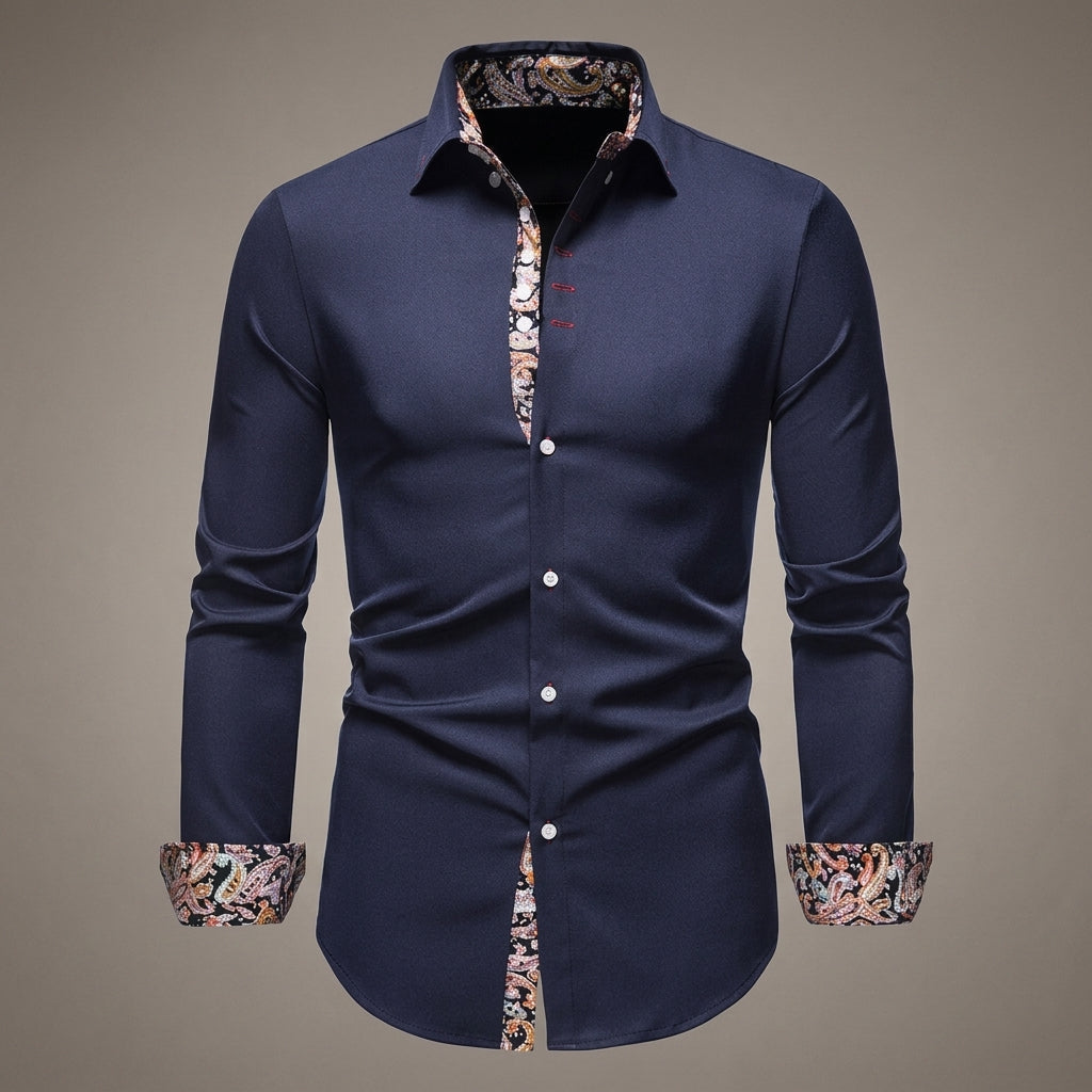 White Cotton Blend Shirt With Floral Cuffs – Celeste
