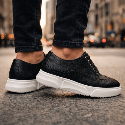 Leather Brogue Sneakers for Men Athletic Sole Smart Casual – Varen