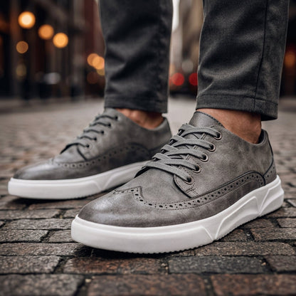 Leather Brogue Sneakers for Men Athletic Sole Smart Casual – Varen