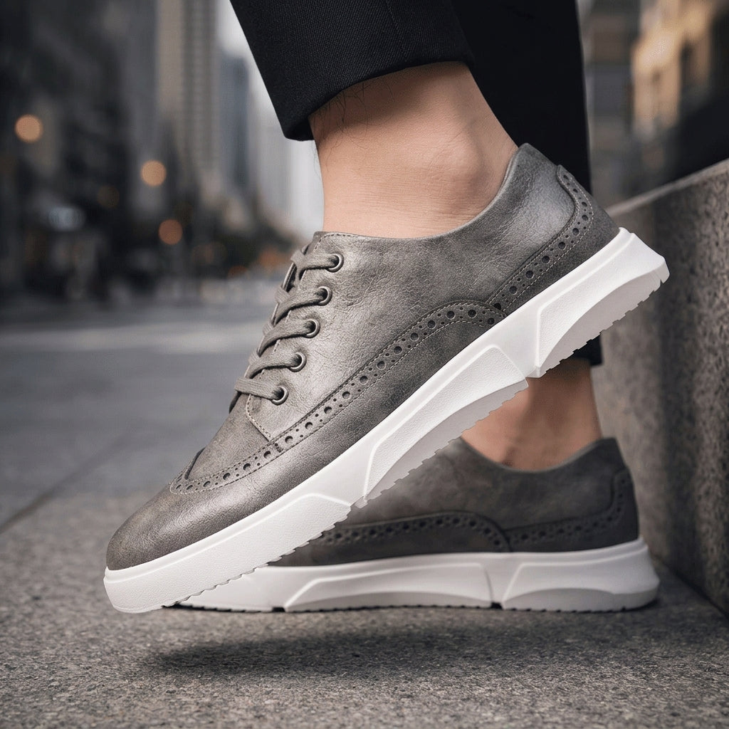 Leather Brogue Sneakers for Men Athletic Sole Smart Casual – Varen