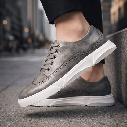 Leather Brogue Sneakers for Men Athletic Sole Smart Casual – Varen