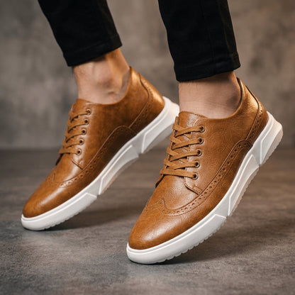 Leather Brogue Sneakers for Men Athletic Sole Smart Casual – Varen