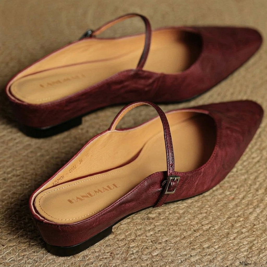Women’s Leather Mules Flat Heel Slip-On Shoes – Maribel