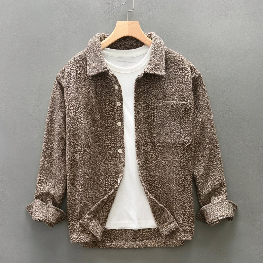 Cashmere Blend Overshirt Classic Crew Neck Long Sleeve – Elara