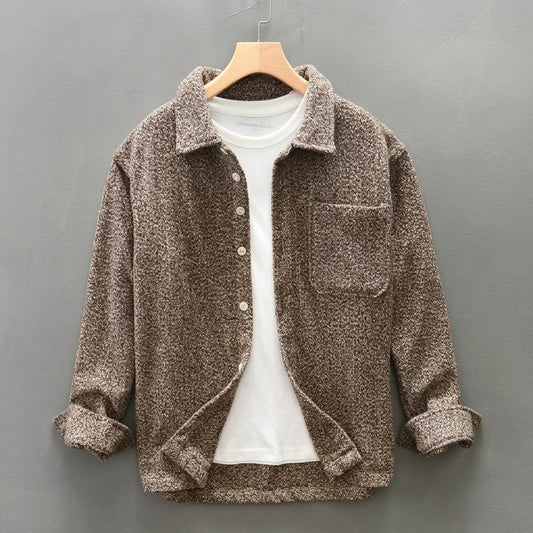 Cashmere Blend Overshirt Classic Crew Neck Long Sleeve – Elara