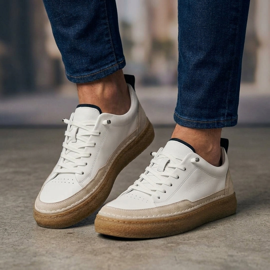 Faux Leather Sneakers Cushioned Sole Lace Up Everyday Style – Marlowe