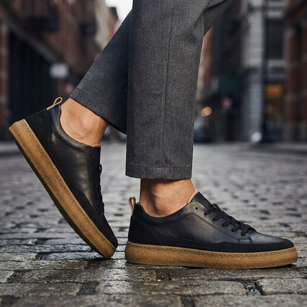 Faux Leather Sneakers Cushioned Sole Lace Up Everyday Style – Marlowe