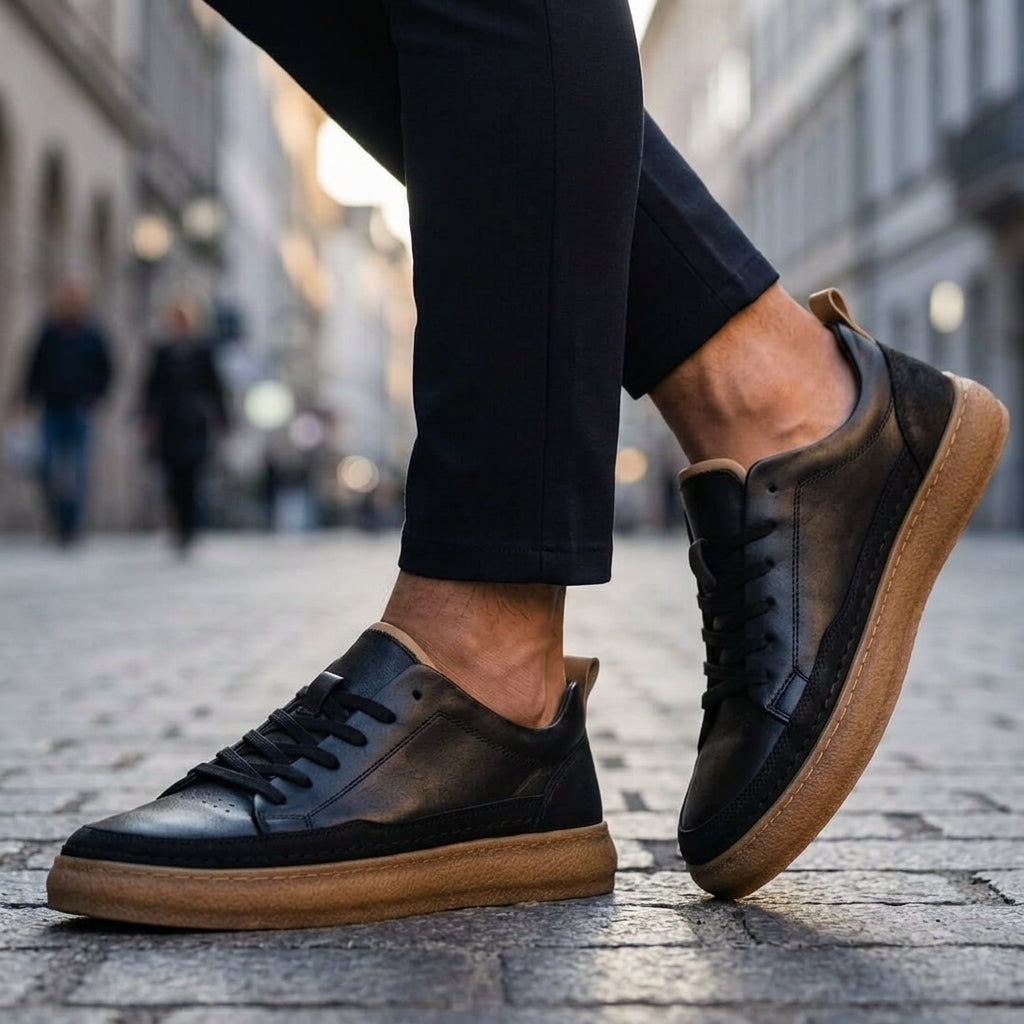 Faux Leather Sneakers Cushioned Sole Lace Up Everyday Style – Marlowe