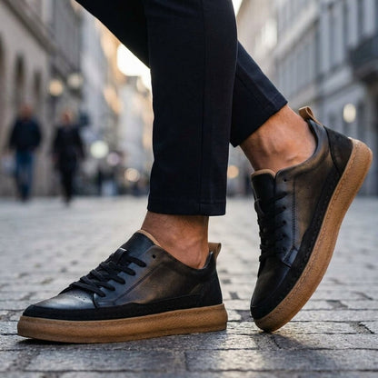 Faux Leather Sneakers Cushioned Sole Lace Up Everyday Style – Marlowe