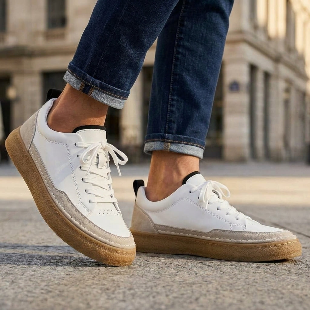 Faux Leather Sneakers Cushioned Sole Lace Up Everyday Style – Marlowe