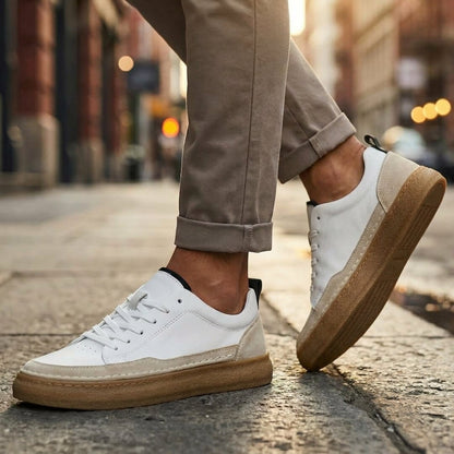 Faux Leather Sneakers Cushioned Sole Lace Up Everyday Style – Marlowe