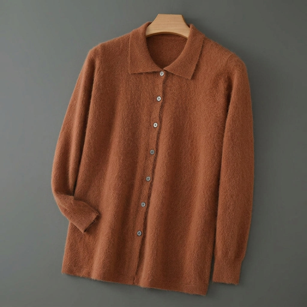Cashmere Feel Cardigan Relaxed Fit Long Sleeve – Elara