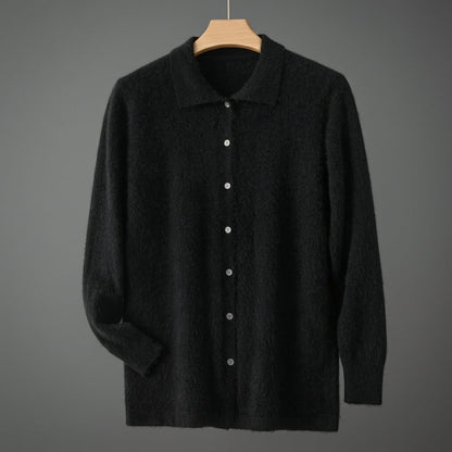 Cashmere Feel Cardigan Relaxed Fit Long Sleeve – Elara