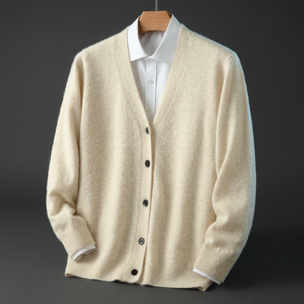 Cashmere Feel Cardigan for Women Button Front Ribbed Trim – Elara