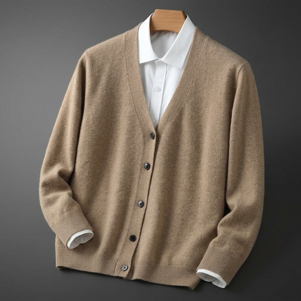 Cashmere Feel Cardigan for Women Button Front Ribbed Trim – Elara