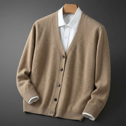 Cashmere Feel Cardigan for Women Button Front Ribbed Trim – Elara