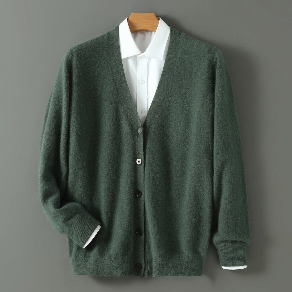 Cashmere Feel Cardigan for Women Button Front Ribbed Trim – Elara