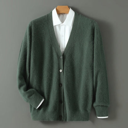 Cashmere Feel Cardigan for Women Button Front Ribbed Trim – Elara