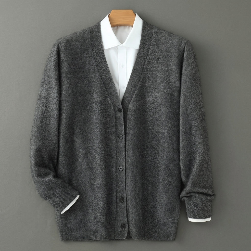 Cashmere Feel Cardigan for Women Button Front Ribbed Trim – Elara