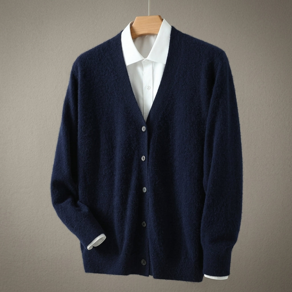 Cashmere Feel Cardigan for Women Button Front Ribbed Trim – Elara